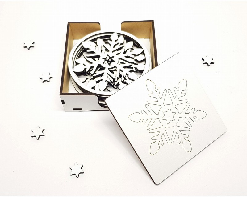 Sada podtácků sněhové vočky - bílé